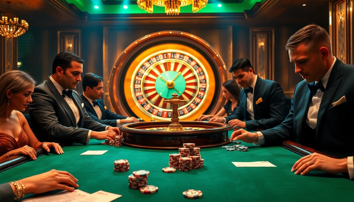 Intensely focused players at a KK55 poker table in a luxury casino environment.