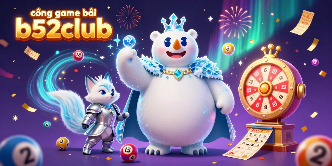 Experience the excitement of cổng game bài b52club with animated lottery elements and mystical characters in a vibrant celebration.