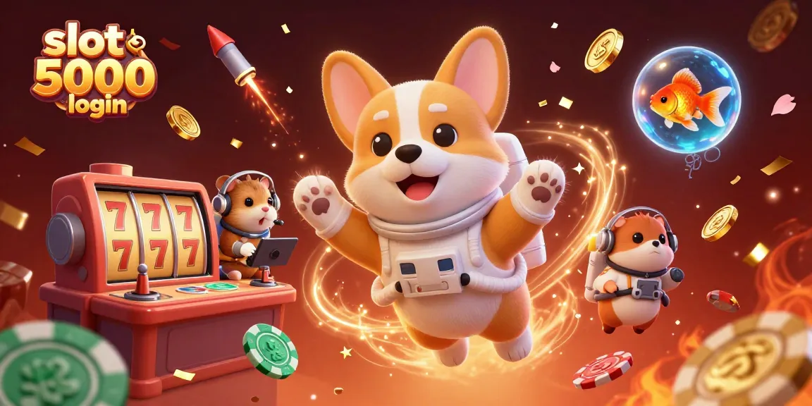 Engage with thrilling slot 5000 login gameplay while enjoying a dynamic 3D casino scene with fun characters.